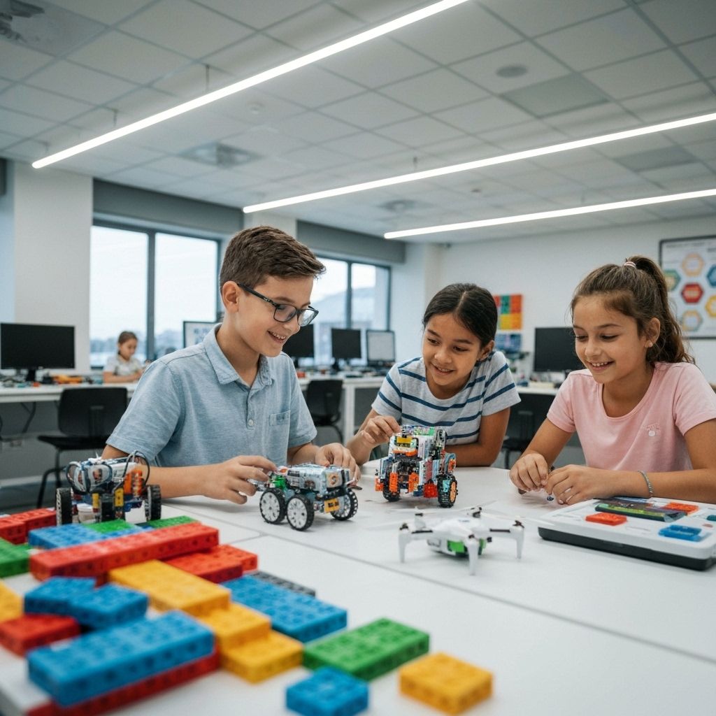 Students learning robotics and STEM